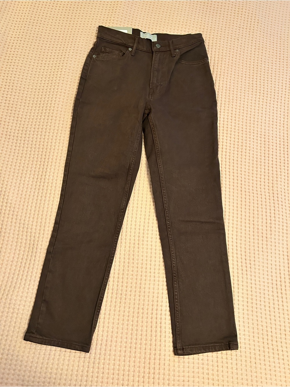 NWT Everlane THE ORIGINAL CHEEKY JEAN Straight-Leg Jeans in Dark Brown